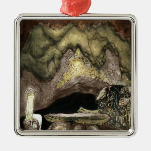 Prinzessin und Troll an einem Tisch Ornament Aus Metall (Vorne)