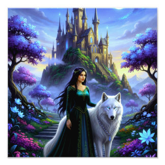 Prinzessin und Wolf Fotodruck