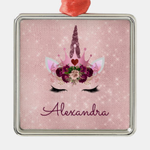 Prinzessin Unicorn Rose Gold - Rosa Rosa Ornament Aus Metall