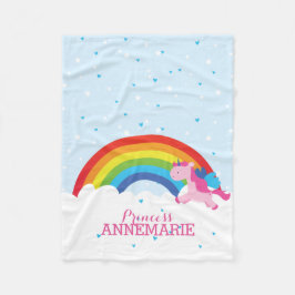 Prinzessin Unicorn und Regenbogen Fleecedecke