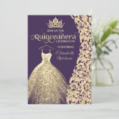Prinzessin von Vintagem Luxusgold Einladung (Stehend Vorderseite)