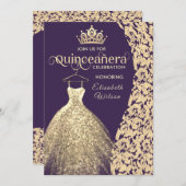 Prinzessin von Vintagem Luxusgold Einladung (Vorne/Hinten)