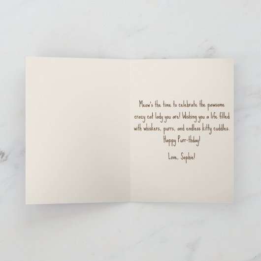 Prinzessin von Wildkatzen Funny Cat Lover Geburtst Karte (Innenseite)