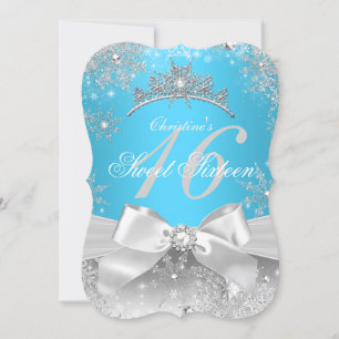 Prinzessin Winter Wonderland Blau Sweet 16 Einladung