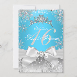 Prinzessin Winter Wonderland Blau Sweet 16 Einladung