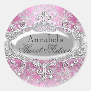 Prinzessin Winter Wonderland Sweet 16 Aufkleber