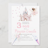 Prinzessin zum dritten Geburtstag Einladung auf ih (Vorderseite)