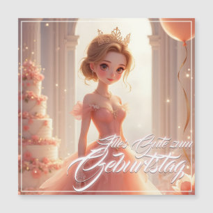 Prinzessin zum Geburtstag im rosa Traumkleid Magnetkarte