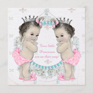 Prinzessin Zwillings-Mädchen-Baby-Party Einladung