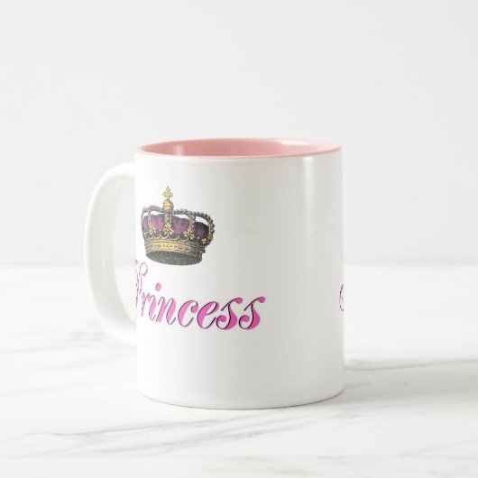 Prinzessinkrone im Pink Zweifarbige Tasse (Vorderseite Links)