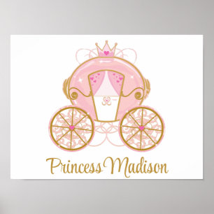 Prinzessinnen-Königskutsche Rosa & Gold Wandkunst Poster