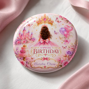 Prinzessinnen-Kronen-Geburtstag Button