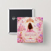 Prinzessinnen-Kronen-Geburtstag Button (Vorne & Hinten)