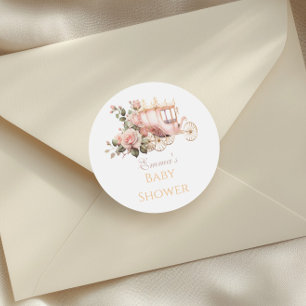Prinzessinnen-Kutsche Vintage-Rosa Rosen Baby Show Runder Aufkleber
