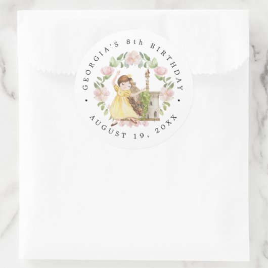 Prinzessinnen, Ritter & Dragons Fairy Tale zum Geb Runder Aufkleber (Tasche)