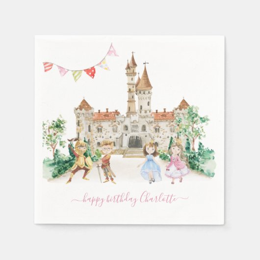 Prinzessinnen, Ritter & Dragons Fairy Tale zum Geb Serviette (Vorderseite)