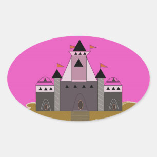 Prinzessinnen-Schloss in Rosa Ovaler Aufkleber