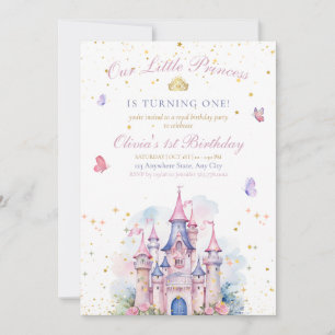 Prinzessinnen-Schloss Mädchen 1. Geburtstag Rosa K Save The Date