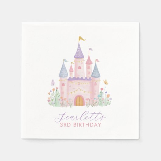 Prinzessinnen-Schloss Mädchen-Geburtstagsfeier Serviette (Vorderseite)