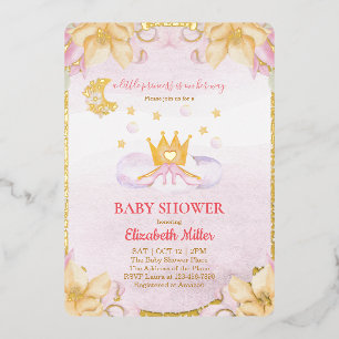 Prinzessinnen Schuhe Und Krone Baby Shower Folieneinladung