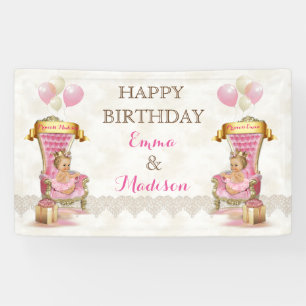 Prinzessinnen Thron Zwillinge Mädchen individuell Banner
