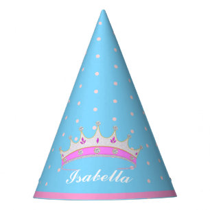 Prinzessinnen-Tiara, rosa Punkte auf Türkis Partyhütchen