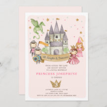 Prinzessinnen und Knights - Geburtstagseinladung