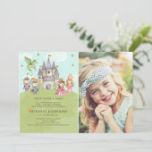Prinzessinnen und Knights Girl zum Geburtstag Einl Einladung (Stehend Vorderseite)