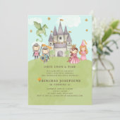 Prinzessinnen und Knights Girl zum Geburtstag Einl Einladung (Stehend Vorderseite)