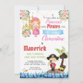 Prinzessinnen und Piraten Gemeinsame Geschwister G Einladung (Vorderseite)