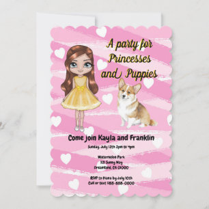Prinzessinnen- und Welpenparty Einladung