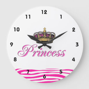 Prinzessinnenkrone in heißem Rosa Große Wanduhr
