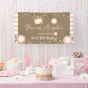 Prinzessinnenkrone Rosa Kleines Mädchen Geburtstag Banner