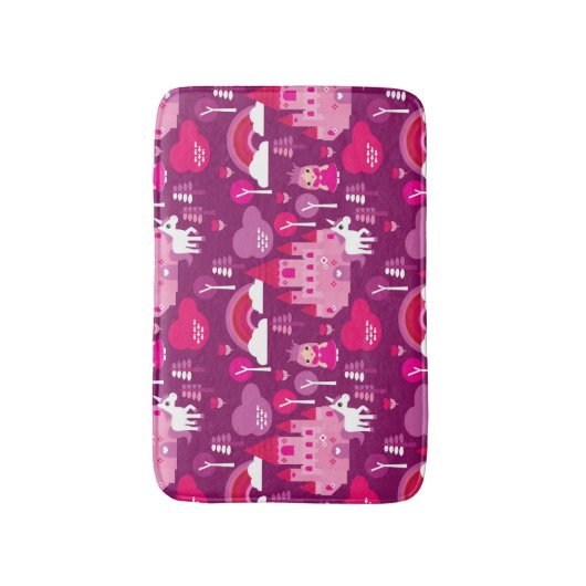 Prinzessinschloss und Einhornregenbogen Badematte (Vorderseite Vertikal)