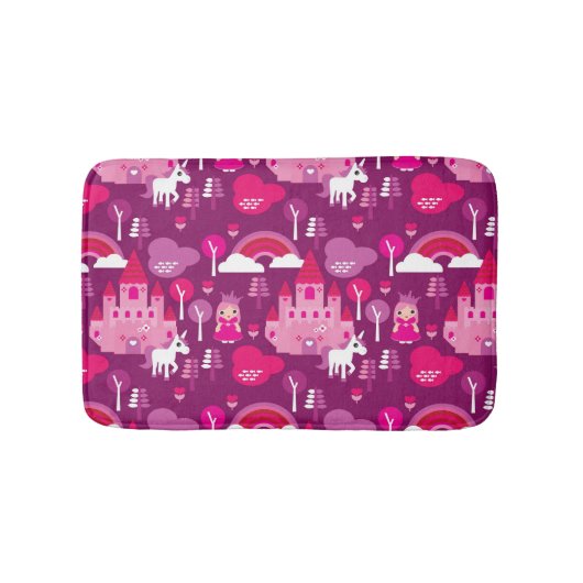 Prinzessinschloss und Einhornregenbogen Badematte (Vorderseite)