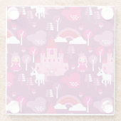 Prinzessinschloss und Einhornregenbogen Glasuntersetzer (Rückseite)