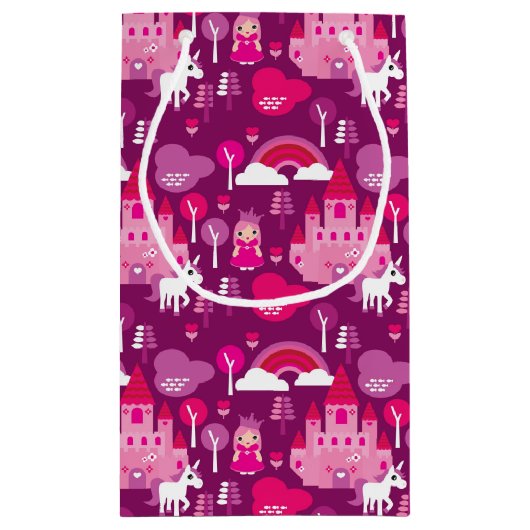 Prinzessinschloss und Einhornregenbogen Kleine Geschenktüte (Rückseite)