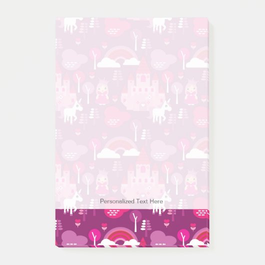 Prinzessinschloss und Einhornregenbogen Post-it Klebezettel (Vorderseite)