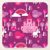 Prinzessinschloss und Einhornregenbogen Rechteckiger Pappuntersetzer (Vorderseite)