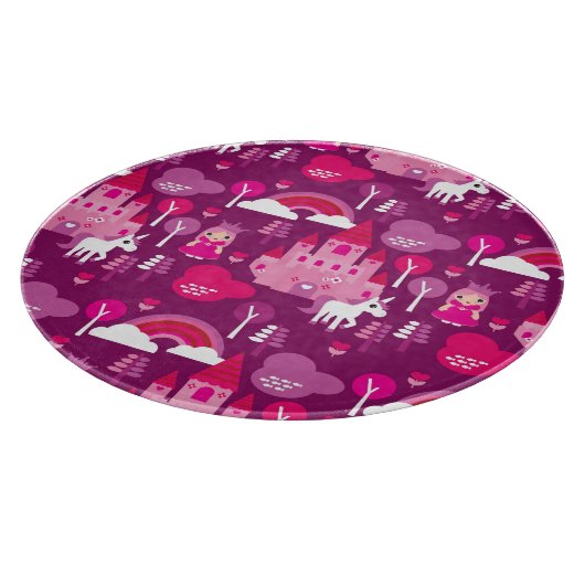 Prinzessinschloss und Einhornregenbogen Schneidebrett (Ecke)