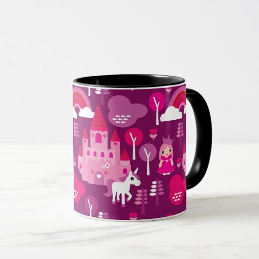 Prinzessinschloss und Einhornregenbogen Tasse (VorderseiteRechts)