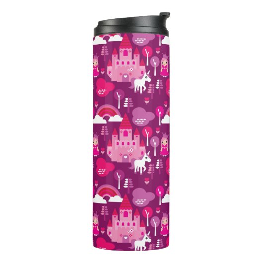 Prinzessinschloss und Einhornregenbogen Thermosbecher (Nach links gedreht)