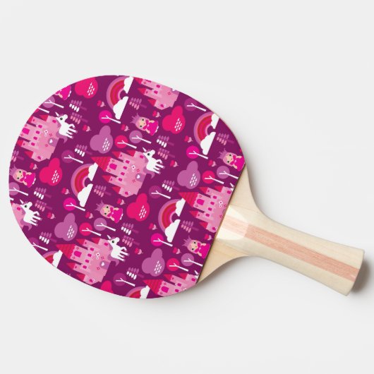 Prinzessinschloss und Einhornregenbogen Tischtennis Schläger (Seitenansicht)