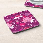 Prinzessinschloss und Einhornregenbogen Untersetzer (Linke Seite)