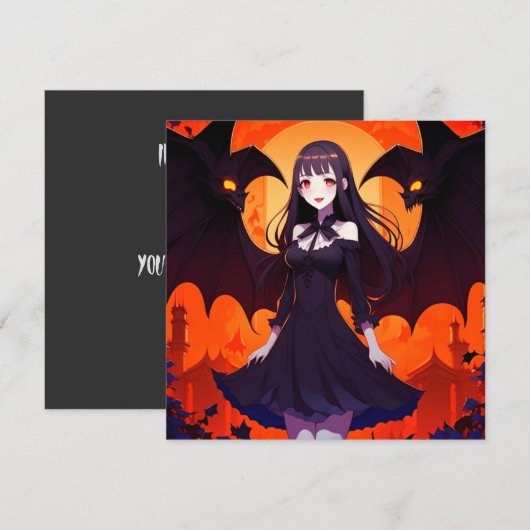 PRINZESVAMPIRE VON BATEN - GOTHISCH EINLADUNG (Vorne/Hinten)