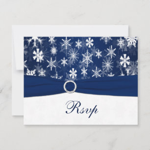 PRINZIERTES RIBBON Navy Blue, White Snowfloakes UA Einladung