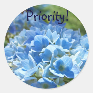 Priorität! Aufkleber Büro Blaue Hortensien Blumen