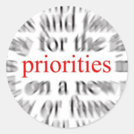 Prioritäten Runder Aufkleber