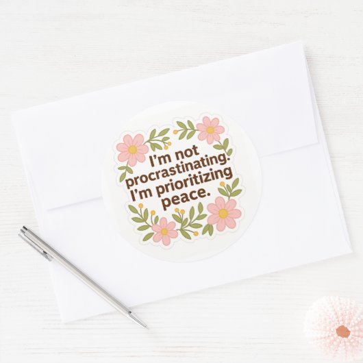 Prioritizing Peace – Floral Quote Sticker (Umschlag)