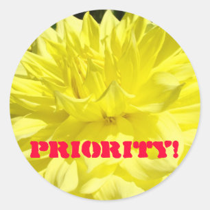 Priority! Aufkleber Benutzerdefinierte Gelbe Dahli